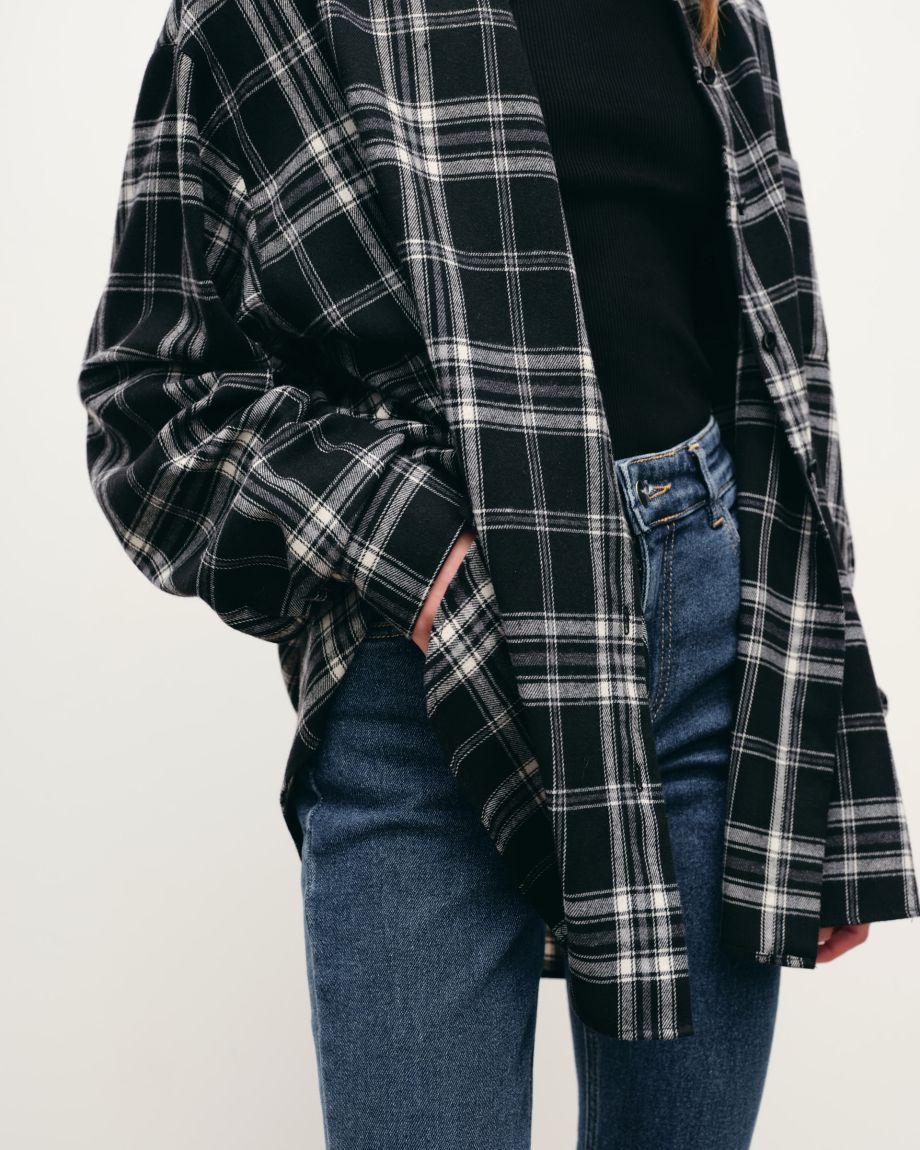 Oversized black-white checked shirt