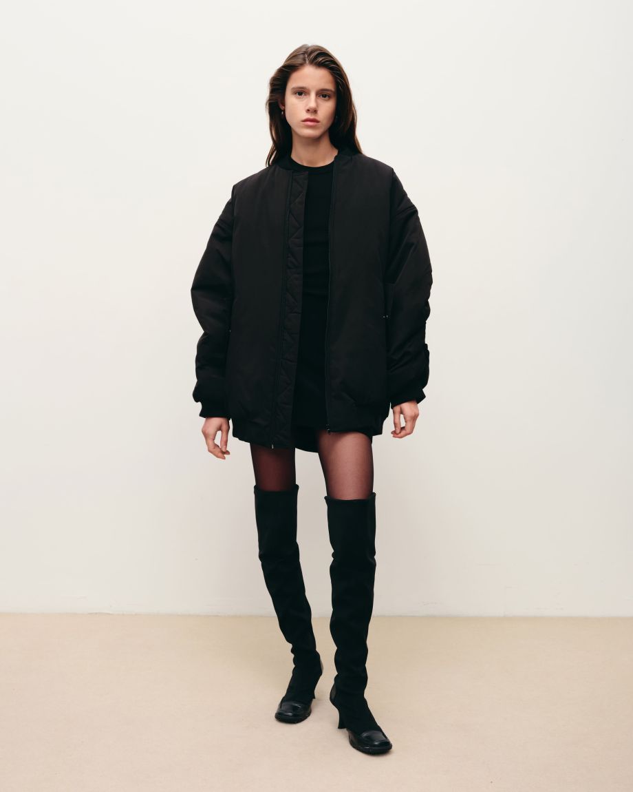 Black oversized bomber jacket