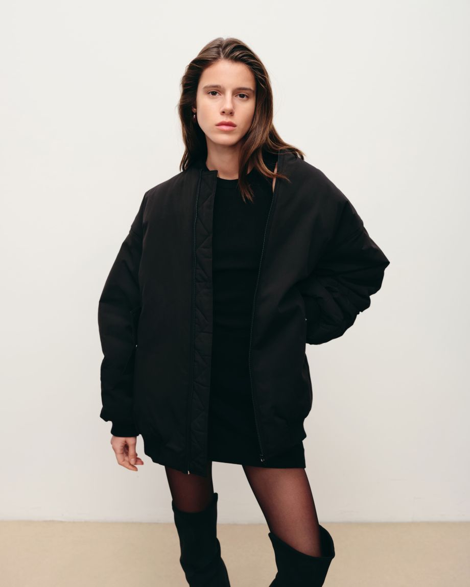 Black oversized bomber jacket