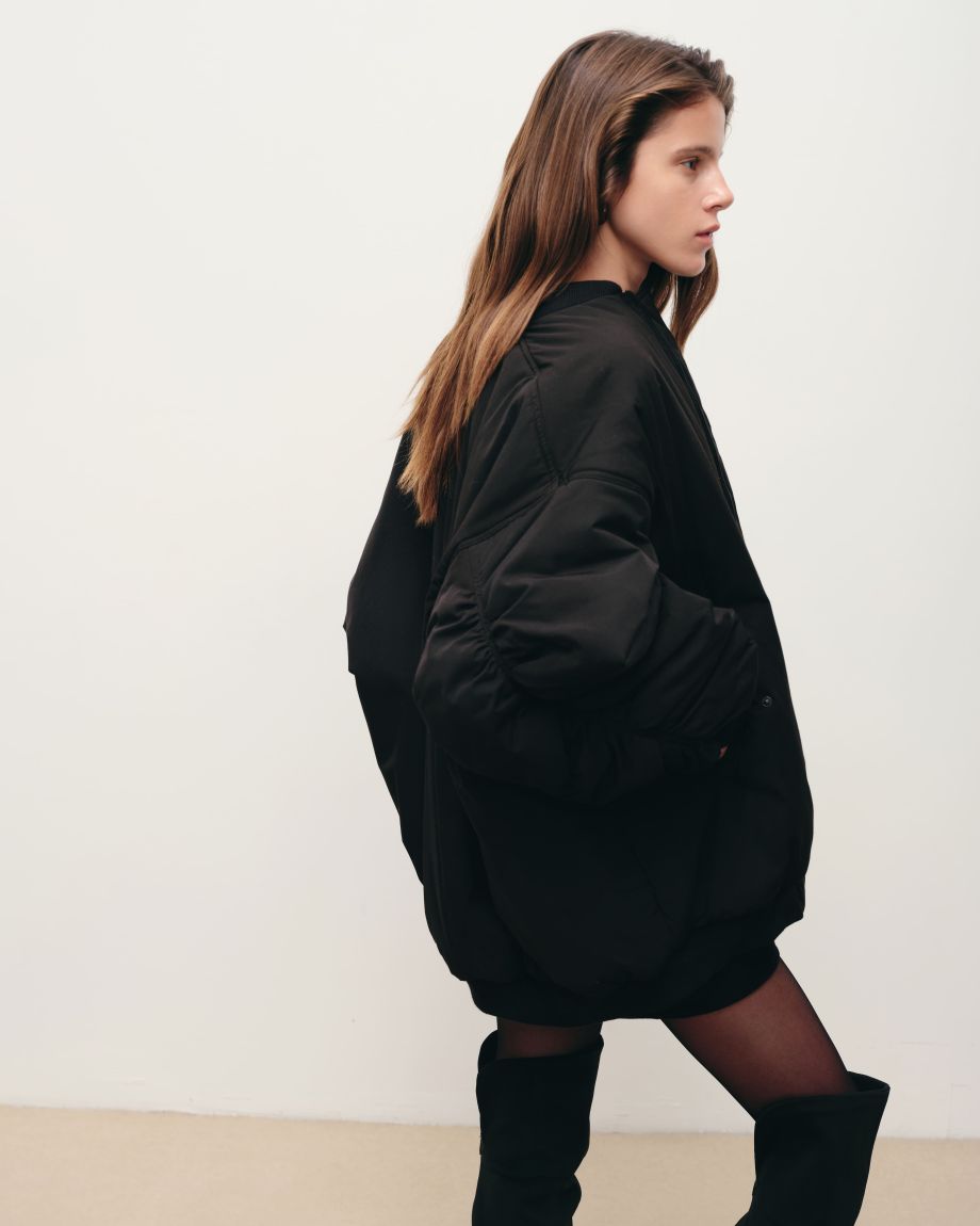 Black oversized bomber jacket